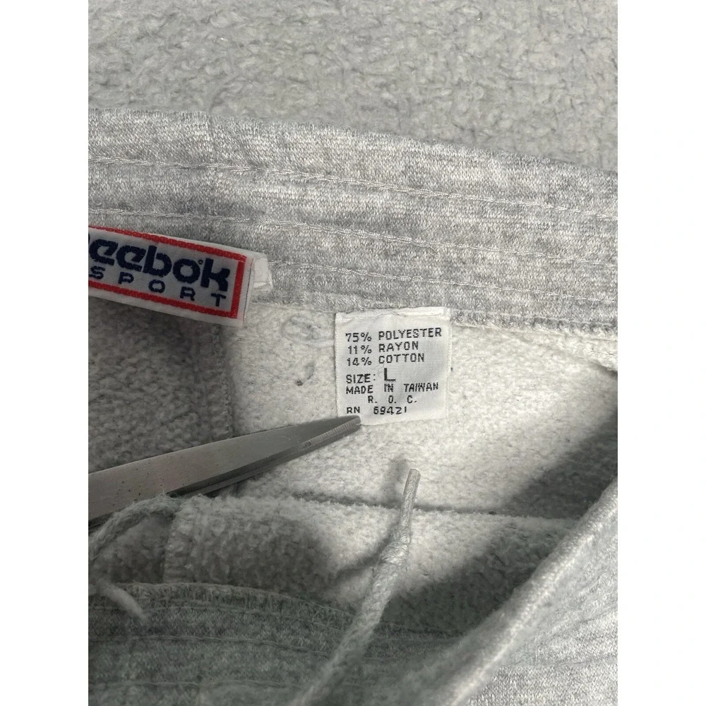Vintage Reebok Sport Grey Sweatpants Mens‎ Large 1/4 Bottom Zip Loose Fit Active